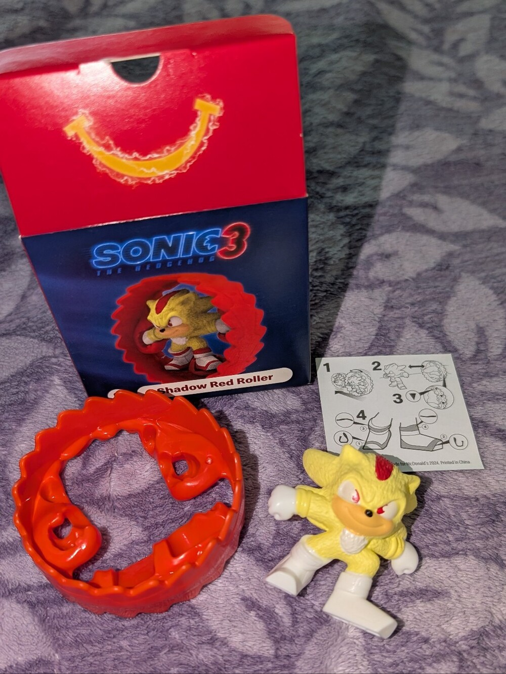 Sonic 3 the Hedgehog 2024 McDonald’s Happy Meal Toys NEW No. 8 Shadow Red Roller